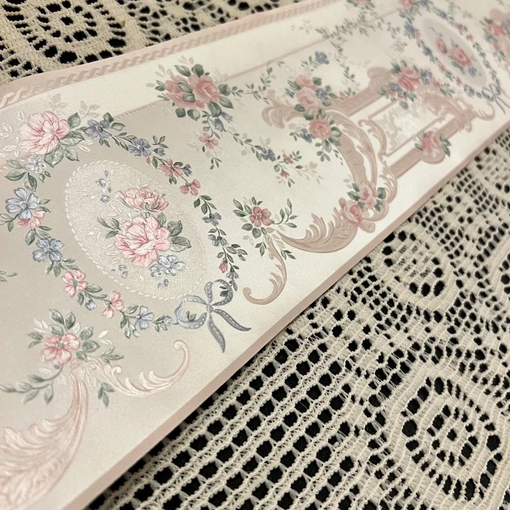 Vintage Shabby Chic Wallpapoer Border Pink Rose | 1 Full Roll | Cottagecore